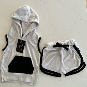 NWT Little Bipsy Terrycloth Tank/Hoodie/Short Set